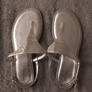 MICHAEL Michael Kors Metallic Silver Thong Sandals